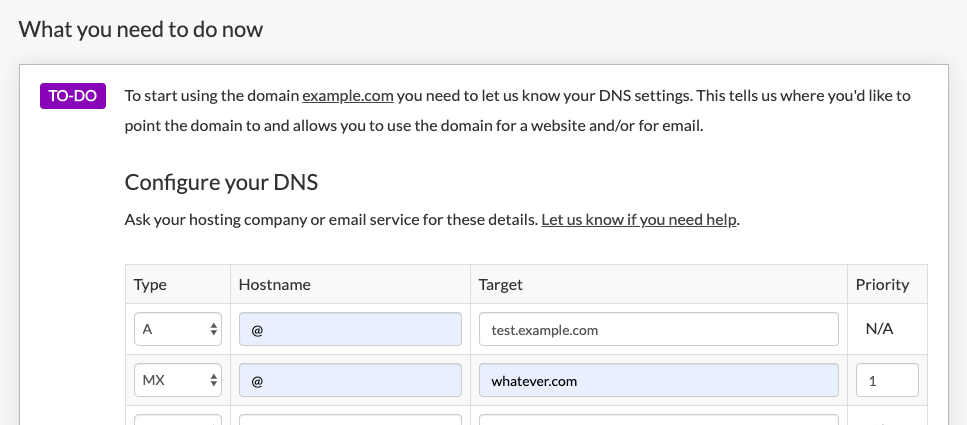 Asking for DNS settings in Brandpa